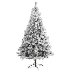 7ft. Flocked White River Mountain Pine Artificial Christmas Tree with Pinecones