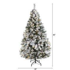 6ft. Flocked White River Mountain Pine Artificial Christmas Tree with Pinecones and 250 Clear LED Lights