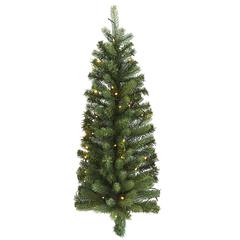 3ft. Flat Back Wall Hanging Artificial Christmas Tree with 35 Clear LED Lights