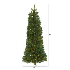 4ft. Flat Back Wall Hanging Artificial Christmas Tree with 50 Clear LED Lights