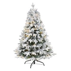 Flocked Vermont Mixed Pine Artificial Christmas Tree with 100 Clear LED Lights