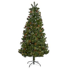 6ft. Rocky Mountain Spruce Christmas Tree with Pinecones and 250 LED Lights