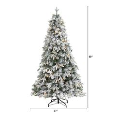5ft. Flocked Vermont Mixed Pine Artificial Christmas Tree with 150 Clear LED Lights
