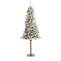5ft. Flocked Alpine Christmas Artificial Tree with 150 Lights