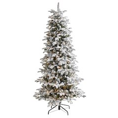 7ft. Flocked North Carolina Fir Artificial Christmas Tree with 550 Warm Lights
