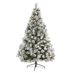 Flocked Oregon Pine Artificial Christmas Tree with 400 Clear Lights