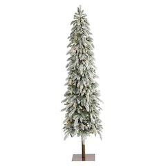7.5ft. Flocked Washington Alpine Christmas Tree with 350 White Warm LED Lights