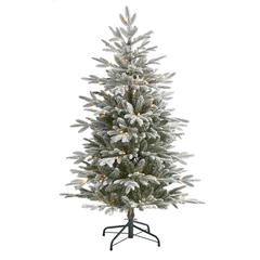 4.5ft. Flocked Manchester Spruce Artificial Christmas Tree with 100 Lights