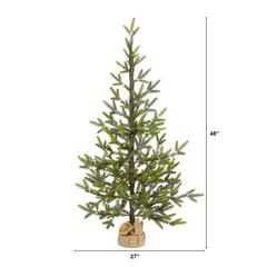 4ft. Fraser Fir Natural Look Artificial Christmas Tree with 100 Clear LED Lights, a Burlap Base and 403 Bendable Branches
