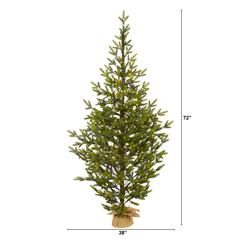 6ft. Fraser Fir Natural Look Artificial Christmas Tree with 250 Clear LED Lights, a Burlap Base and 1243 Bendable Branches