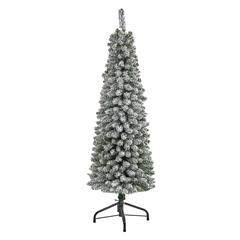 5ft. Flocked Pencil Artificial Christmas Tree with 318 Bendable Branches