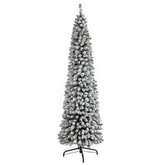 7ft. Flocked Pencil Artificial Christmas Tree with 574 Bendable Branches