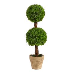 2.5ft. Boxwood Double Ball Topiary Artificial Tree (Indoor/Outdoor)