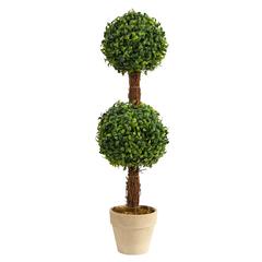 28in. Boxwood Double Ball Topiary Artificial Tree (Indoor/Outdoor)