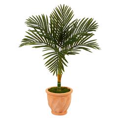 3.5ft. Golden Cane Artificial Palm Tree in Terra-Cotta Planter