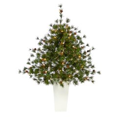 44in. Colorado Mountain Pine Christmas Tree with 50 Clear Lights in Planter