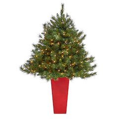 4.5ft. Wyoming Mixed Pine Christmas Tree with 250 Clear Lights in Tower Planter
