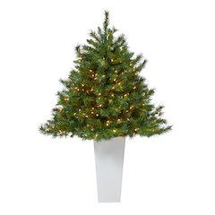4.5ft. Wyoming Mixed Pine Christmas Tree with 250 Clear Lights in Tower Planter