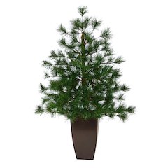 40in. Yukon Mixed Pine Artificial Christmas Tree in Bronze Metal Planter