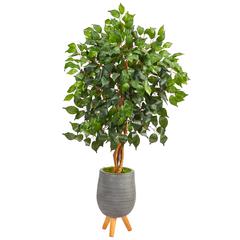 4ft. Ficus Artificial Tree in Gray Planter with Stand