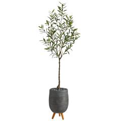 70in. Olive Artificial Tree in Gray Planter with Stand