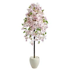 70in. Cherry Blossom Artificial Tree in White Planter