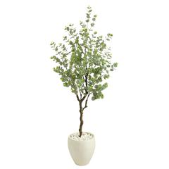 63in. Eucalyptus Artificial Tree in White Planter
