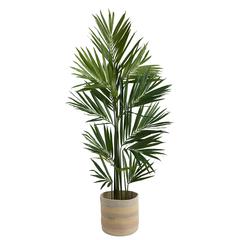 Kentia Artificial Palm in Handmade Natural Cotton Multicolored Woven Planter