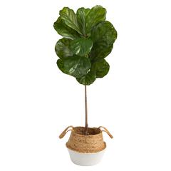 Fiddle Leaf Artificial Tree in Boho Chic Handmade Cotton