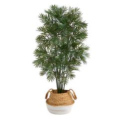 Parlor Palm Artificial Tree in Boho Chic Handmade Cotton