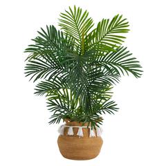Areca Artificial Palm Tree in Boho Chic Handmade Natural Cotton Woven Planter