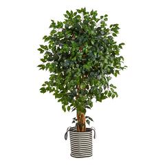 5.Palace Ficus Artificial Tree in Handmade Black and White Planter