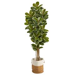 6ft. Oak Artificial Tree in Handmade Natural Jute and Cotton Planter