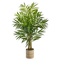 King Palm Artificial Tree in Handmade Natural Cotton Multicolored Woven Planter
