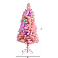4ft. Holiday Frosted Pink Cashmere Artificial Christmas Tree with 30 Jumbo Multicolored Globe LED Lights