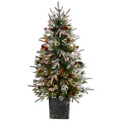 Frosted Artificial Christmas Tree Pre-Lit with 105 LED lights