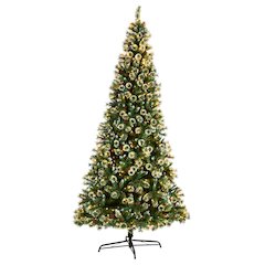 10ft. Frosted Swiss Pine Artificial Christmas Tree with 850 Clear LED Lights