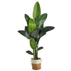 7ft. Artificial Travelers Palm Tree with Handmade Jute & Cotton Basket