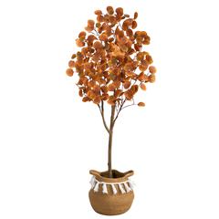 5ft. Artificial Autumn Eucalyptus Tree with Handmade Jute