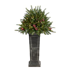4ft. Holiday Plant Pre-Lit and Glittered on Pedestal with 150 Multicolored LEDs