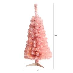 3ft. Pink Artificial Christmas Tree with 50 LED Lights and 118 Bendable Branches