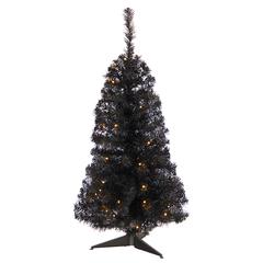 3ft. Black Artificial Christmas Tree with 50 LED Lights and 118 Bendable Branches