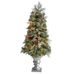 English Pine Artificial Christmas Tree with 100 Warm White LED Lights