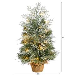 2ft. Winter Frosted Artificial Christmas Tree with 35 LED Lights in Burlap Base
