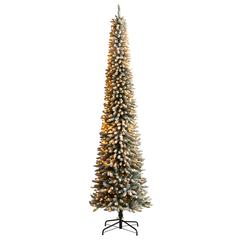 Flocked Pencil Artificial Christmas Tree with 700 Clear Lights