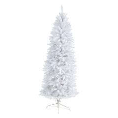 6ft. Slim White Artificial Christmas Tree with 250 Warm White LED Lights and 743 Bendable Branches