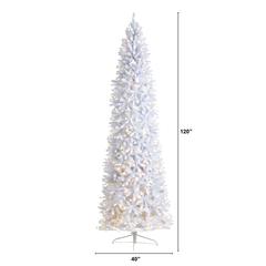 10ft. Slim White Artificial Christmas Tree with 800 Warm White LED Lights and 2420 Bendable Branches