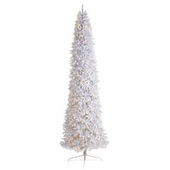 Slim White Artificial Christmas Tree with 1100 Warm White LED Lights