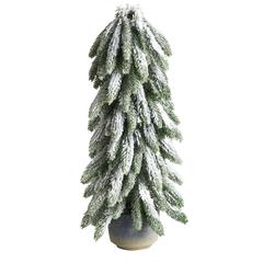 21in. Flocked Artificial Christmas Tree in Decorative Planter