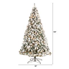 9ft. Flocked West Virginia Fir Artificial Christmas Tree with 650 Clear LED Lights and 1320 Bendable Branches